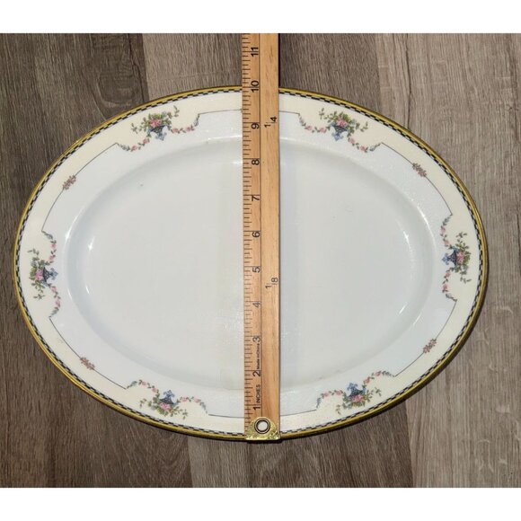 Vintage Noritake Rosemary Floral Porcelain Serving Platter Gold Trim 13.5" - Picture 7 of 7